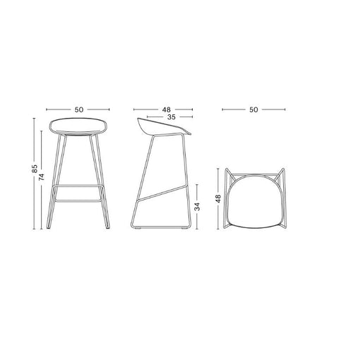 About a Stool AAS 38 Bar Stool High Stainless Steel Base